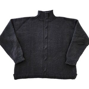 Peter England Nantucket Black Chunky Cable Knit Pullover Sweater Women's XS S